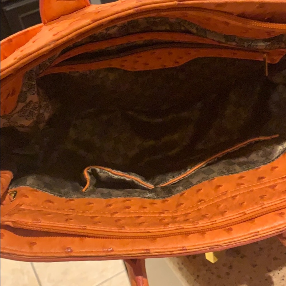 EUC Large Crocodile Print Orange Tote/Cross Body. - Picture 6 of 7